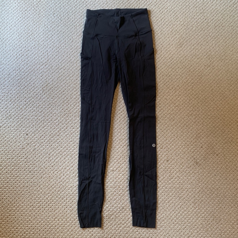Lululemon Fast and Free Brushed Leggings 28" Graphite Grey 4 EUC
